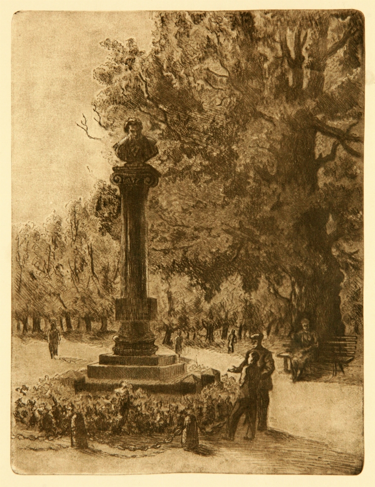 Monumentul A. Pușkin în parcul Chișinăului, 1947