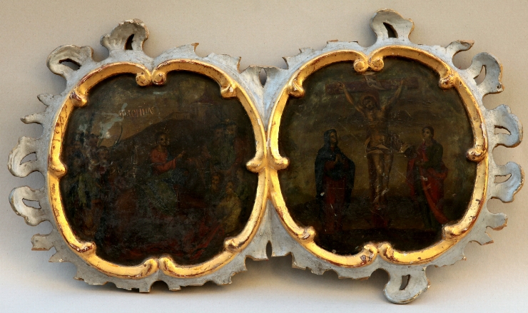 Icoană-diptic: Intrarea în Ierusalim şi Răstignirea Domnului