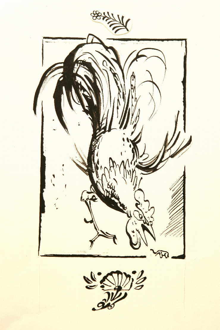 Cucoşul şi elefantul. Ilustraţie la 