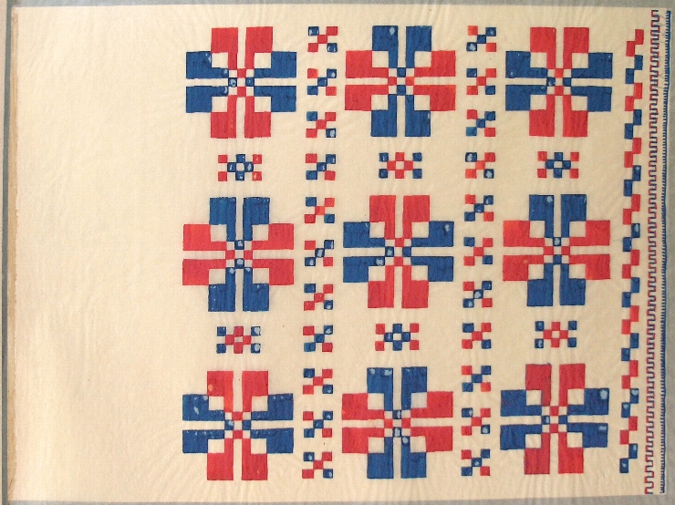 Fragment de ştergar cu model de broderie cu flori geometrizate