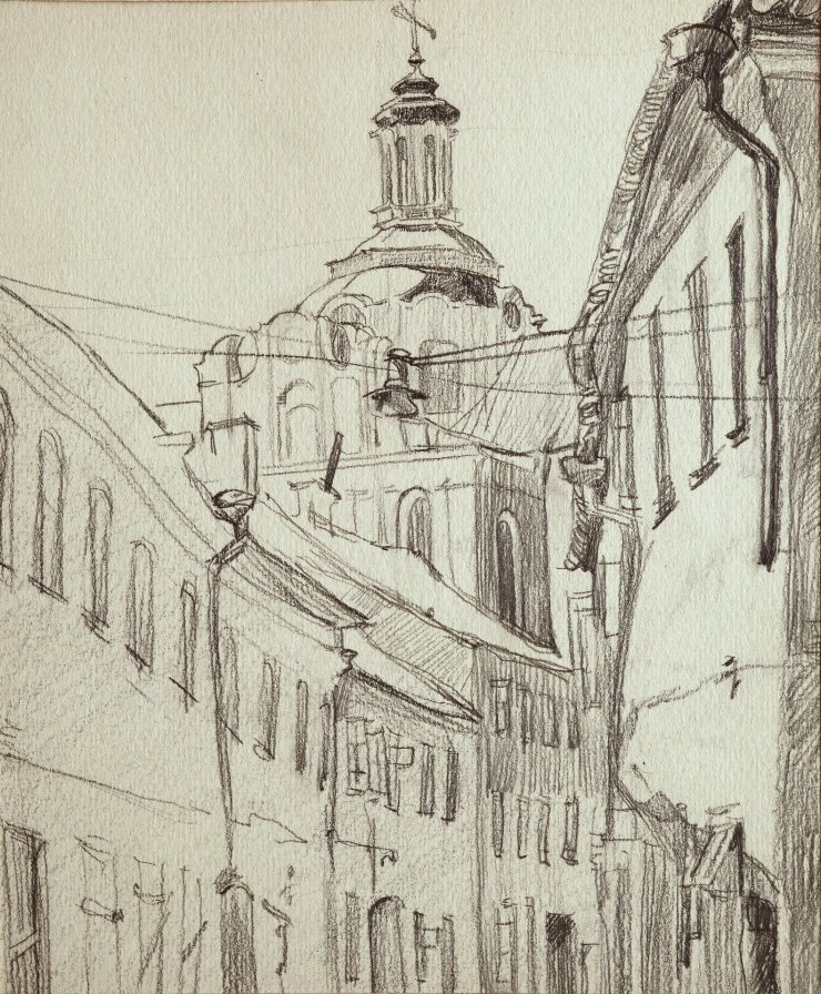 Riga. Biserică după case