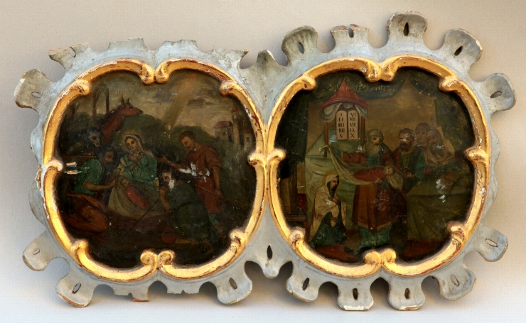 Icoană-diptic: Sărbătorile - Naşterea Domnului şi Prezentarea lui Iisus la Templu