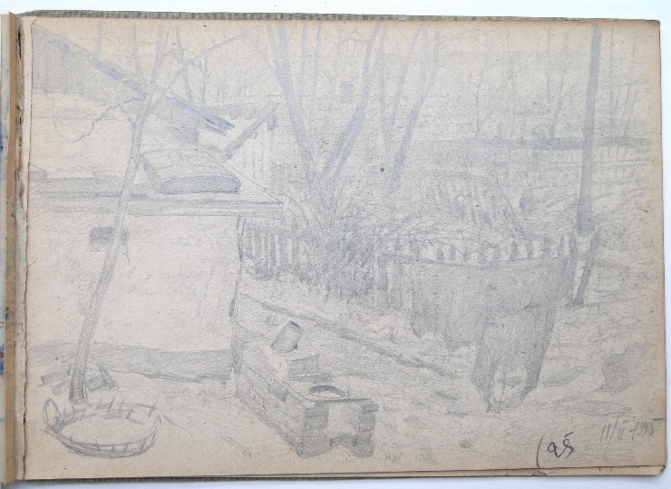 Peisaj. Foaia 25 din Album cu 32 foi cu desene-schiţe pe ambele părţi