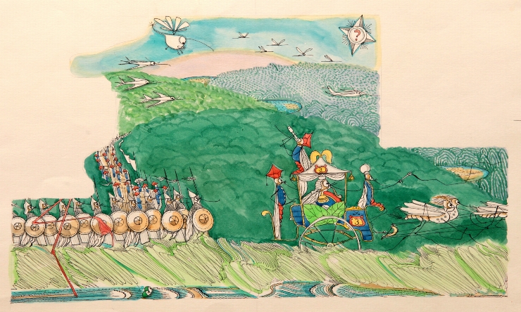 Regele ţînţarilor în trăsură. Ilustraţie la povestea 