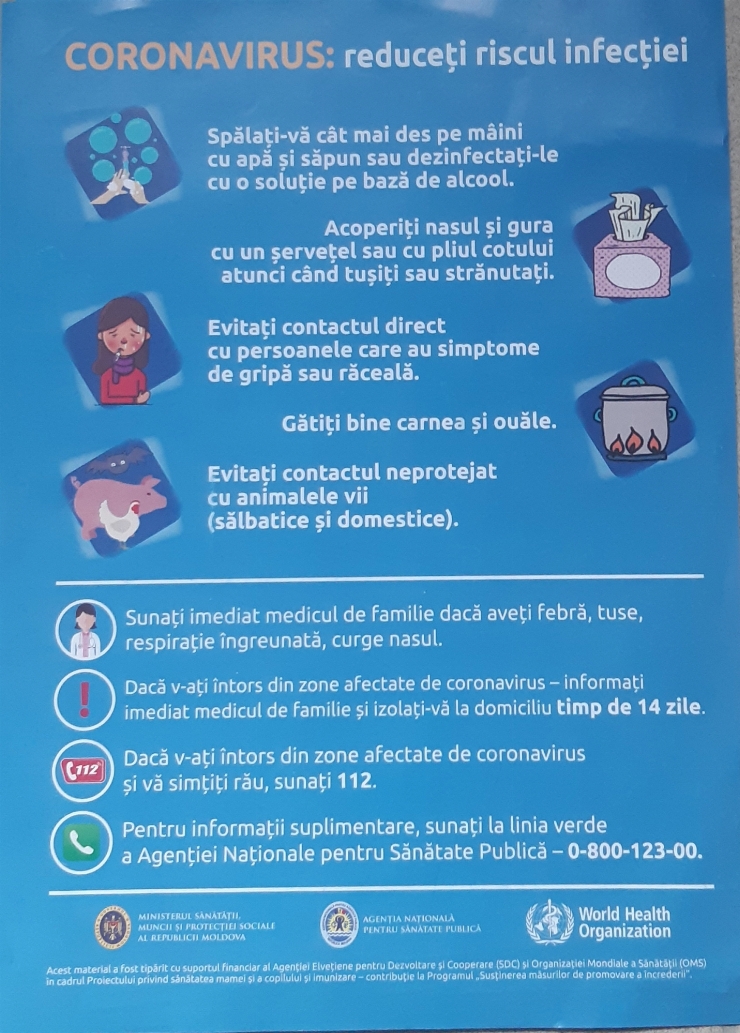 Proclamație ,,CORONAVIRUS:reduceți riscul infecției