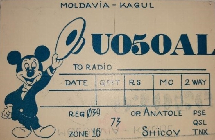 Card QSL al radioamatorului Anatolii Șicov