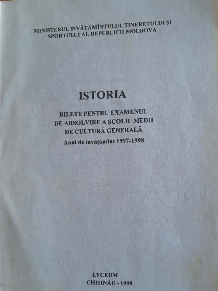 ,,Istoria. Bilete pentru examene de absolvire a școlii medii” 