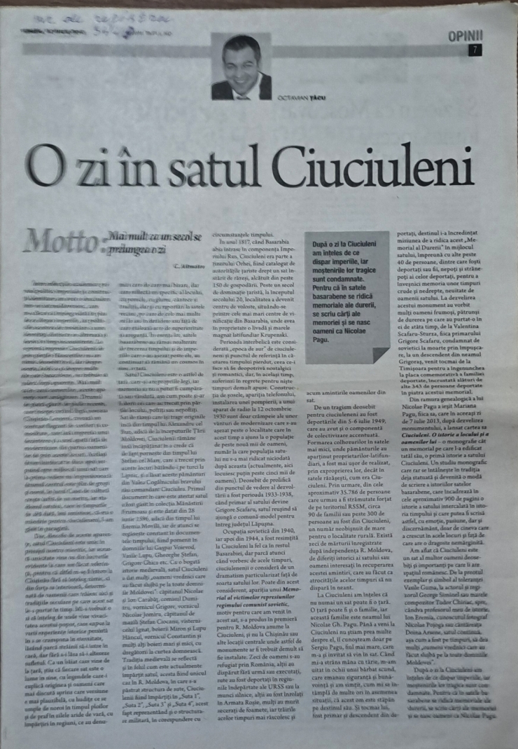 O zi în satul Ciuciuleni