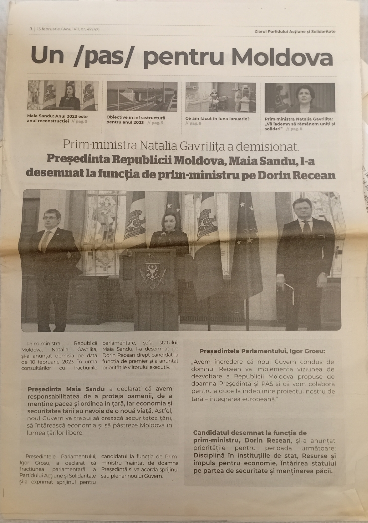 „Un pas pentru Moldova” - Ziarul Partidului Acțiune și Solidarietate