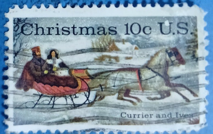 Timbru poștal -  „Christmas 10¢ U.S. – Currier and Ives”