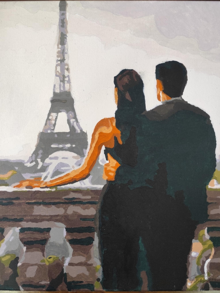 Doi îndrăgostiți la Tour Eiffel