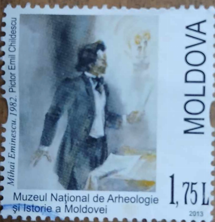 Marcă poștală -  imaginea lui Mihai Eminescu