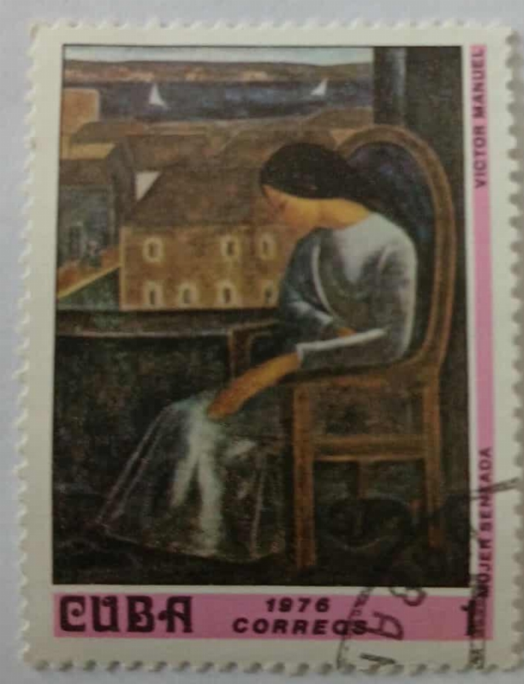 Timbru Cuba 1976 – „Femeie așezată” 