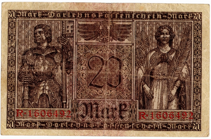20 mărci, tichet bancar, „Papiermark” (Marcă de hârtie)