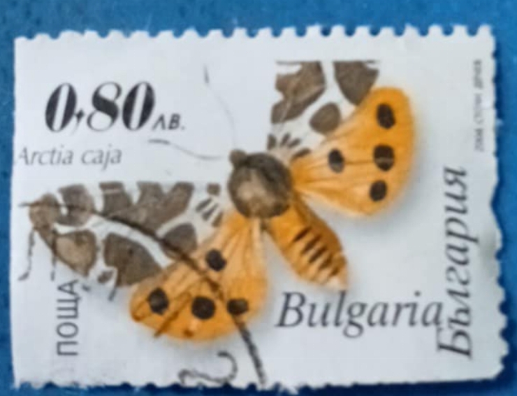 Timbru poștal bulgar  - „Arctia caja – Faună a Bulgariei
