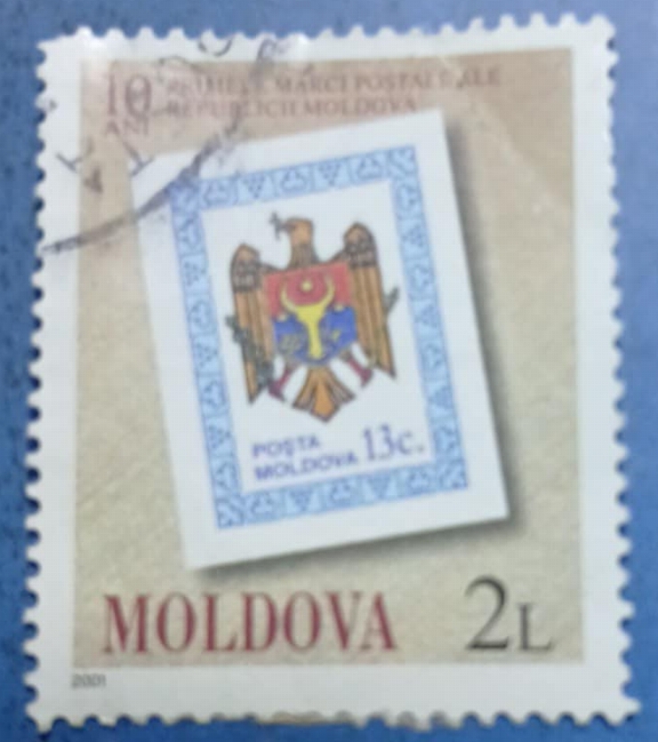 Timbru poștal - „Aniversarea a 10 ani de la prima emisiune filatelică a Republicii Moldova”