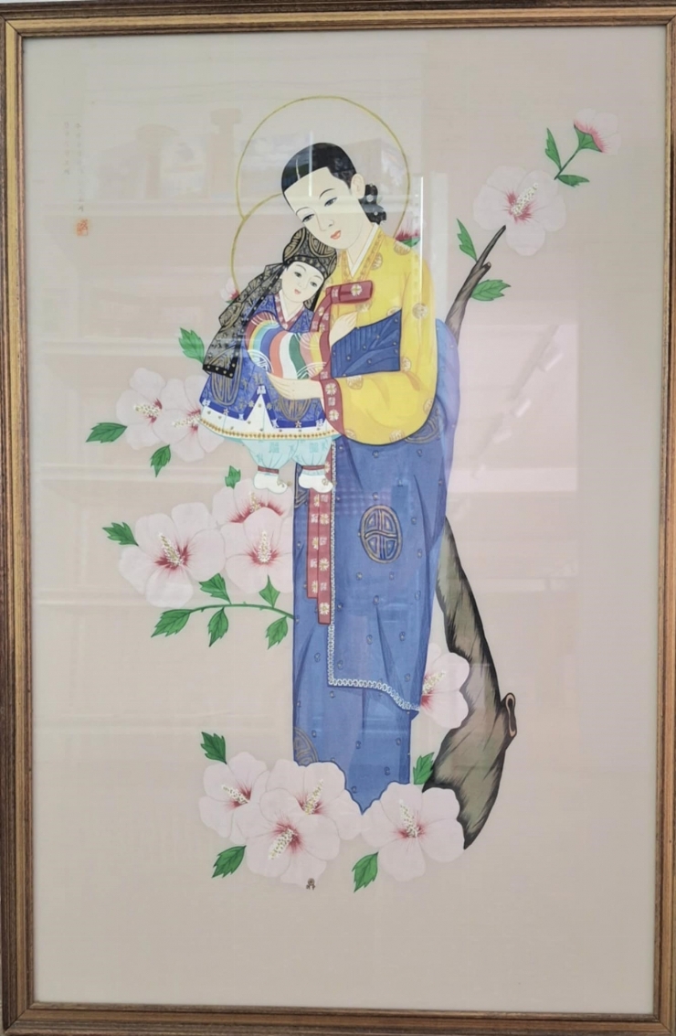 Pictură ,,Maica Domnului cu pruncul în stil Korean’’