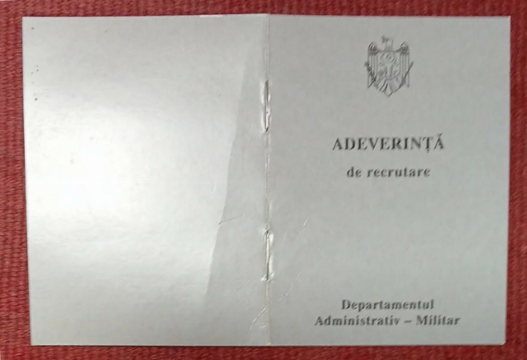 Adeverință de recrutare AB № 0045876