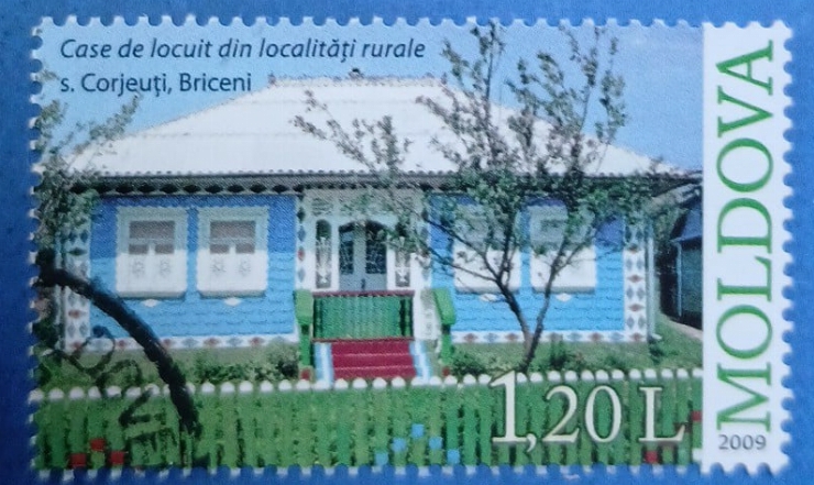 Timbru poștal - „Case de locuit din localități rurale – s. Corjeuți, Briceni”