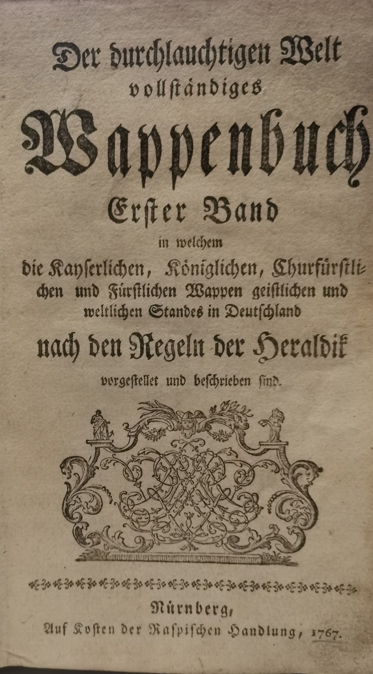 Carte. Armorial heraldic: „Der durchlauchtigen Welt vollständiges Wappenbuch”