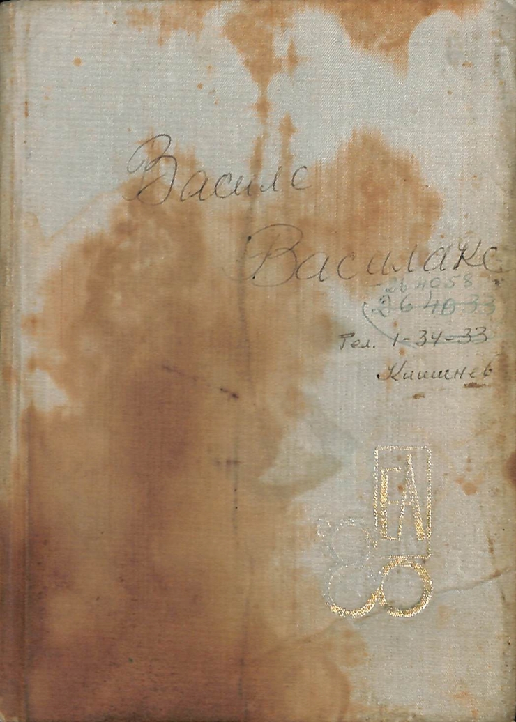 Vasilache, Vasile. Carnet albăstriu, pătat, cu copertă dură. 1980.  Nr. 8. 