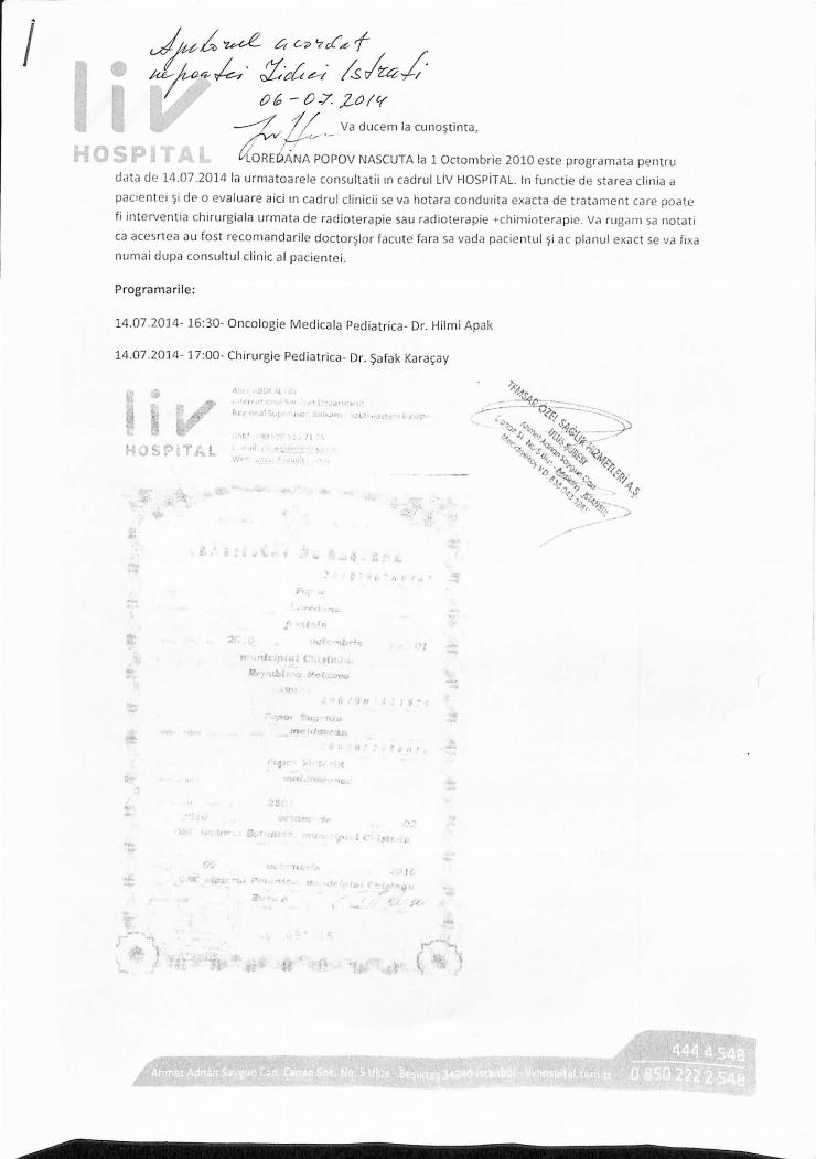  Document-xerox. LIV Hospital, Istanbul, Turcia