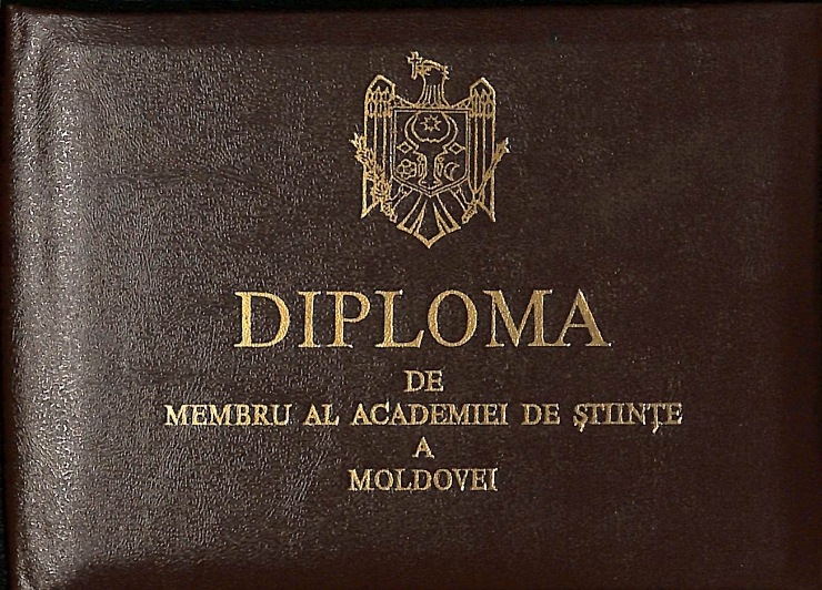 Diplomă. Ion Hadârcă, membru corespondent al Academiei de Științe a Moldovei