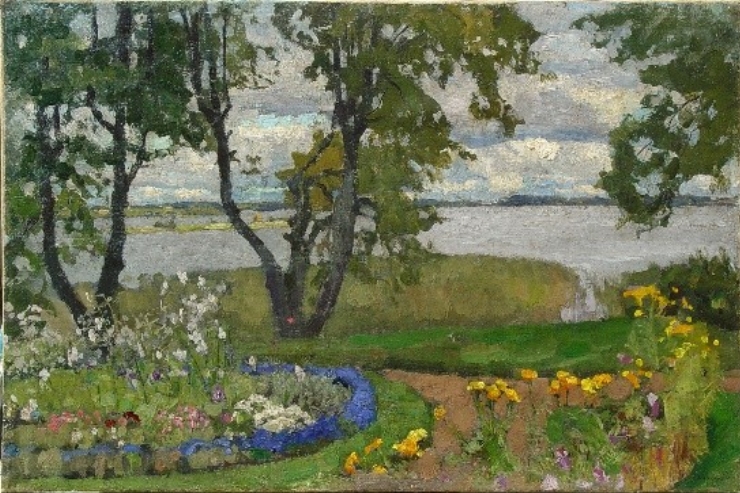 Grădină pe malul iazului (Parc în Moșia „Berejok”, Gubernia Tver) 