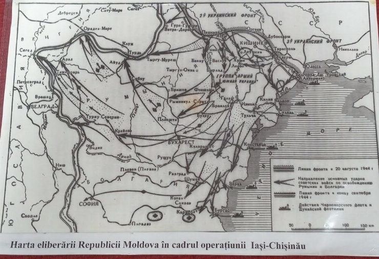 Harta eliberării Republicii Moldova în cadrul operațiunii Iași–Chișinău