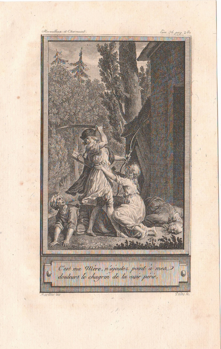 Gravură. Acvaforte. Autor: Clément-Pierre Marillier, 1785., Franța. Gravor: Charles Emmanuel Pat...
