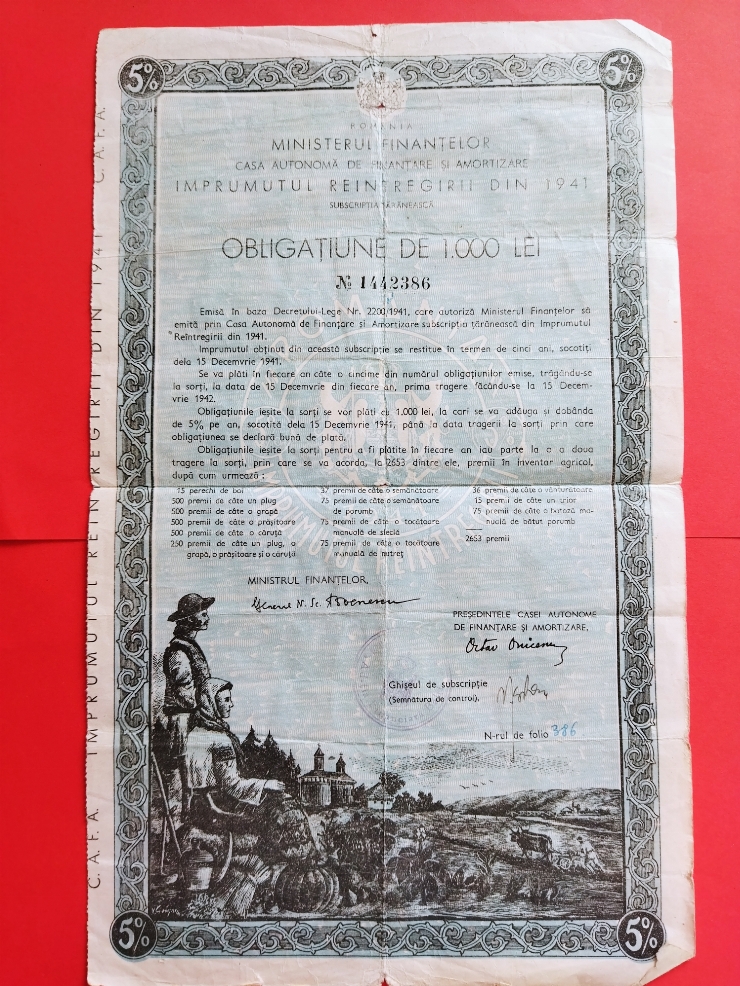 Obligațiune de 1000 lei