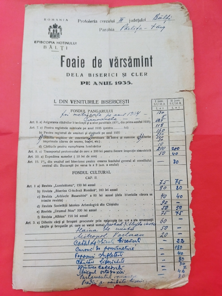 vărsământ de la biserici și cler