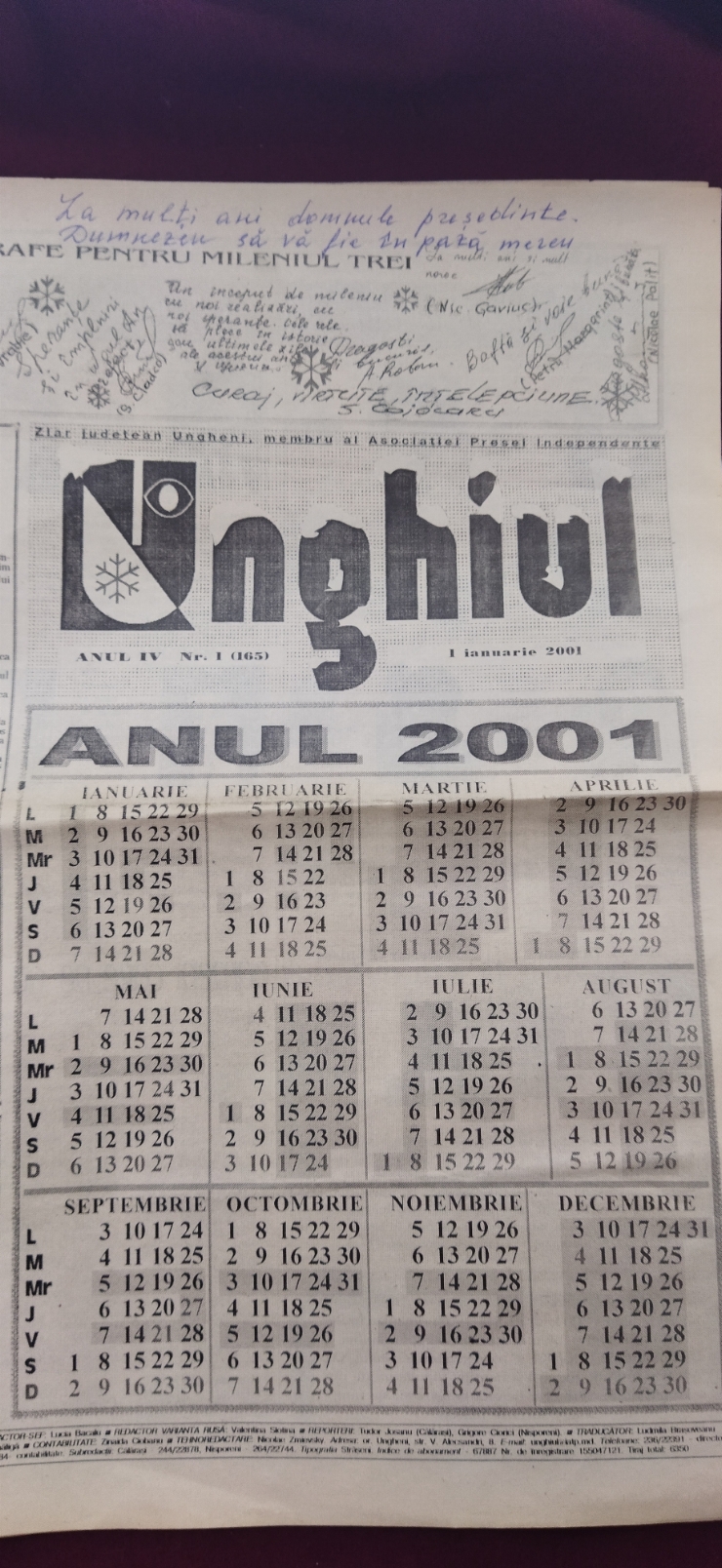 Unghiul, anul IV nr. 1 (165), ediție săptămânală