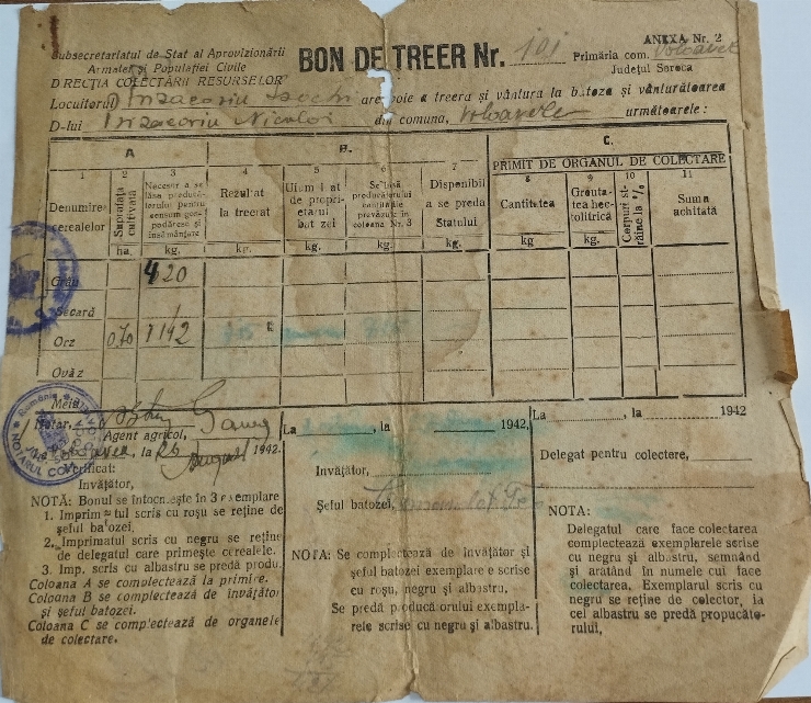Bon de treer  Nr.101