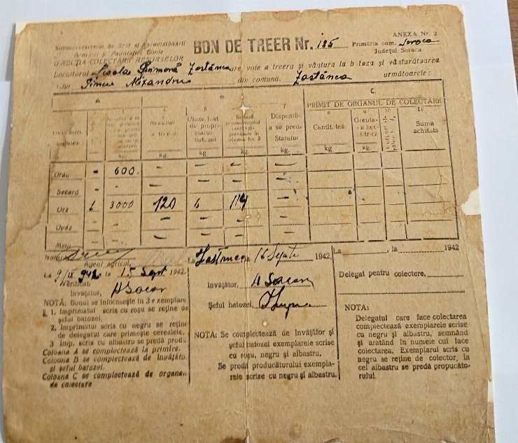 Bon de treer  Nr.185