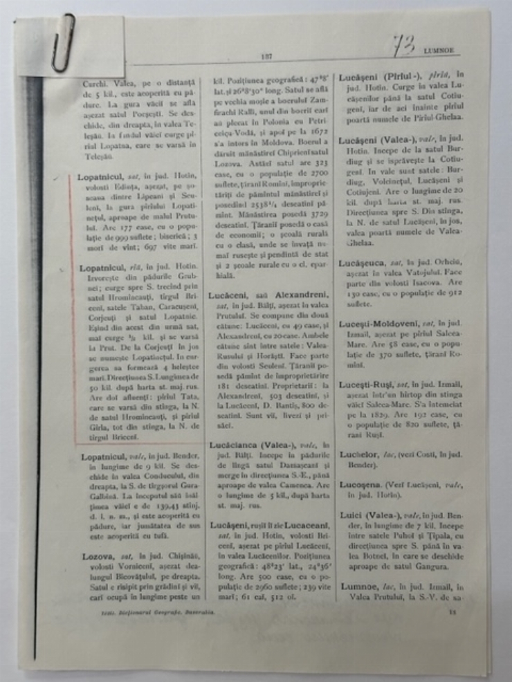 Date statistice cu privire la satul Lopatnic