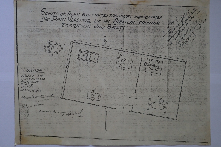 Schiță de plan a oloiniței din satul Alexieni,comuna Zăbriceni