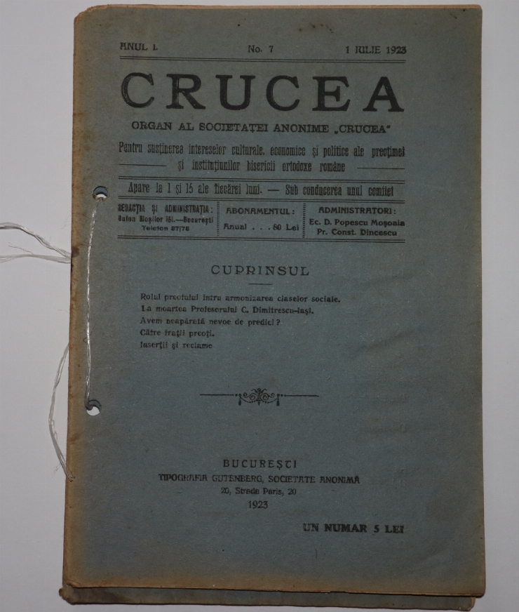 Revista,, Crucea''- organ al societății anonime ,,Crucea,, N.7; N.8