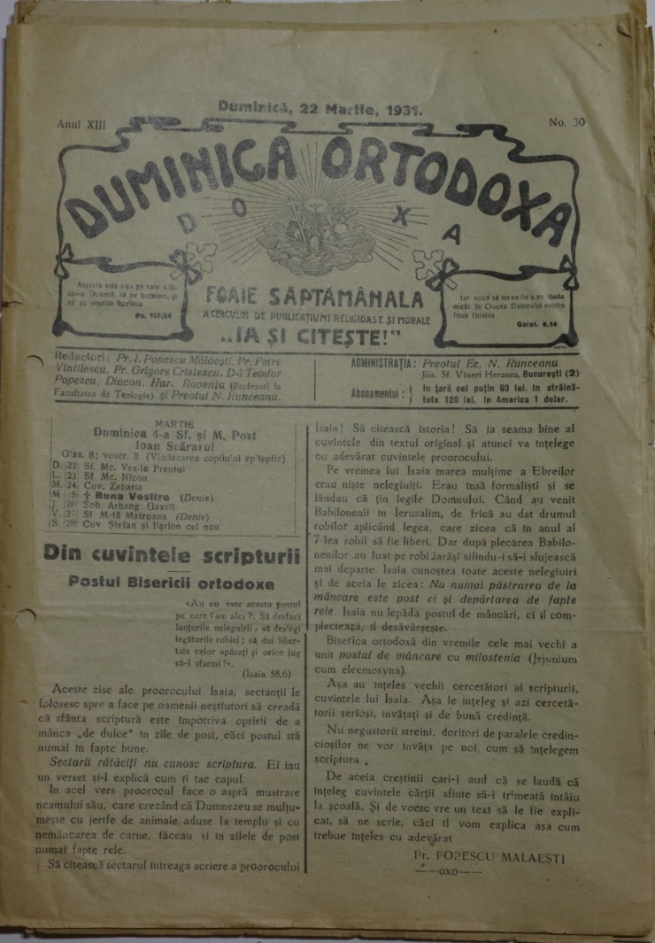 Revistă ,,Duminică Ortodoxă 