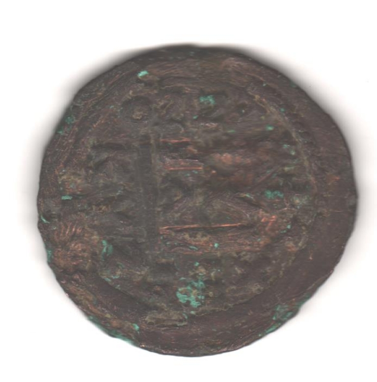 Monedă bizantină. Follis tip Iustinian I (527-565)