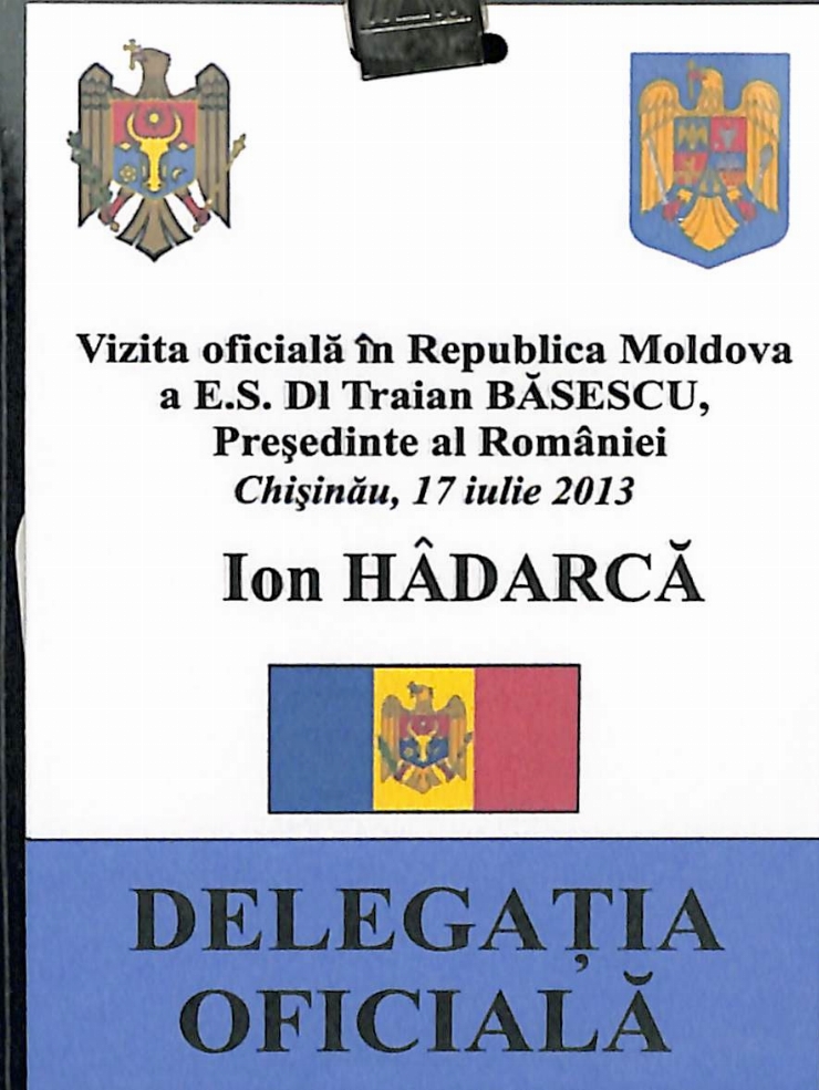 Ecuson. Vizita oficială în Republica Moldova a E. S. Dl Traian Băsescu, Președinte al României