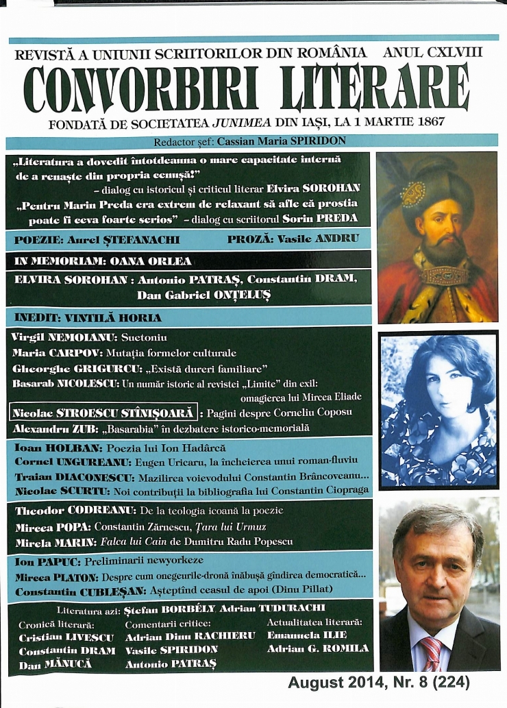 Revista Convorbiri Literare. Anul CXLVIII, nr.8 (224), august 2014