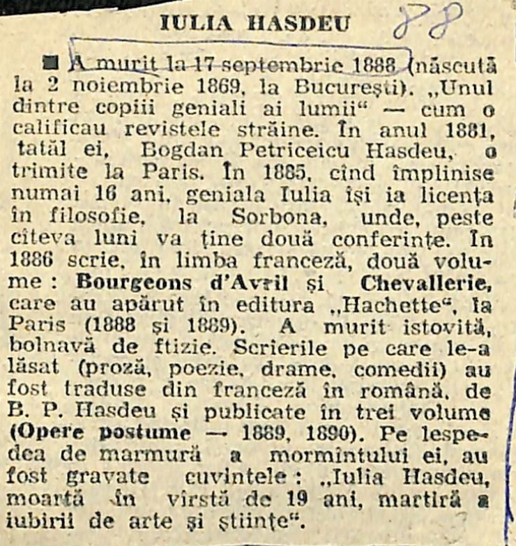 Iulia Hasdeu: date biografice