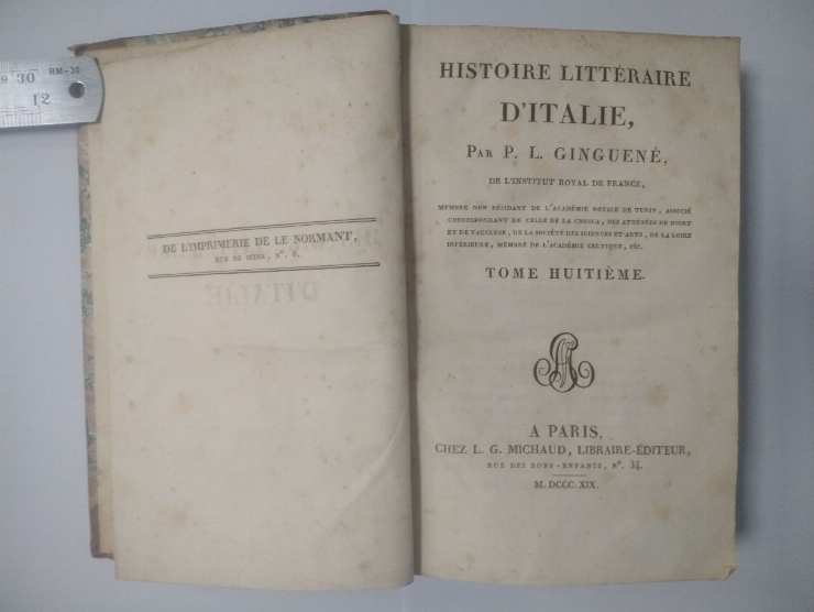 Histoire littéraire d’Italie. Tome huitième