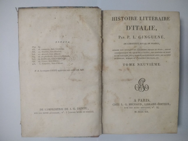 Histoire littéraire d’Italie. Tome neuvième