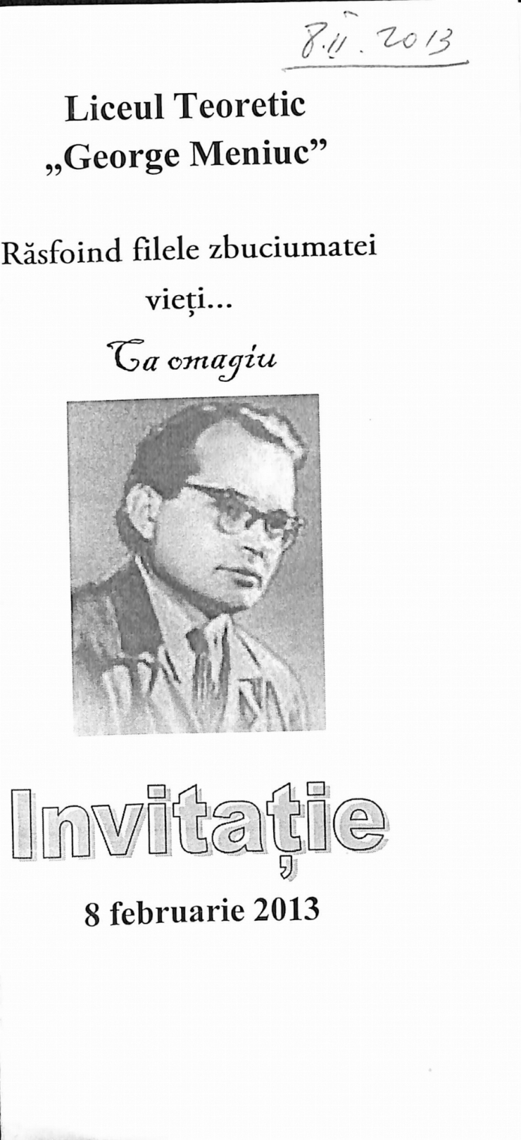 Comemorarea poetului, prozatorului și eseistului George Meniuc