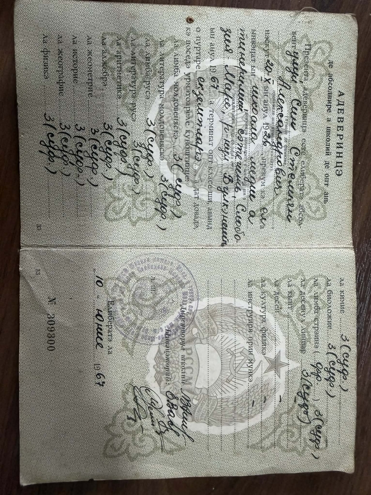 Atestat de absolvire a școlii de opt ani, Nr. 309300