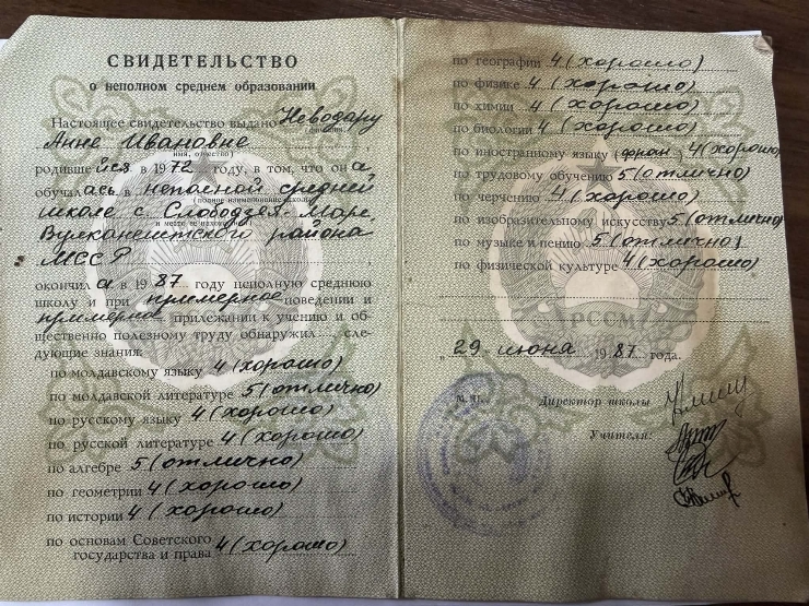 Atestat de absolvire a școlii medii, Nevodaru Ana Iv.