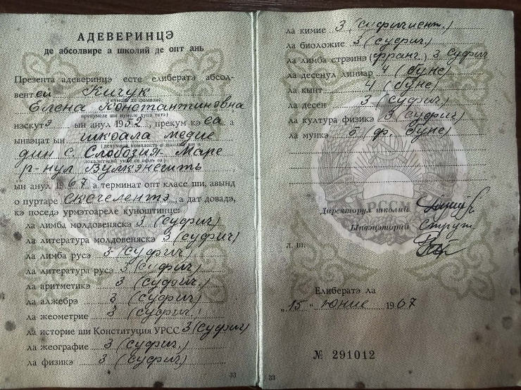 Atestat de absolvire a școlii de opt ani, Nr. 291012