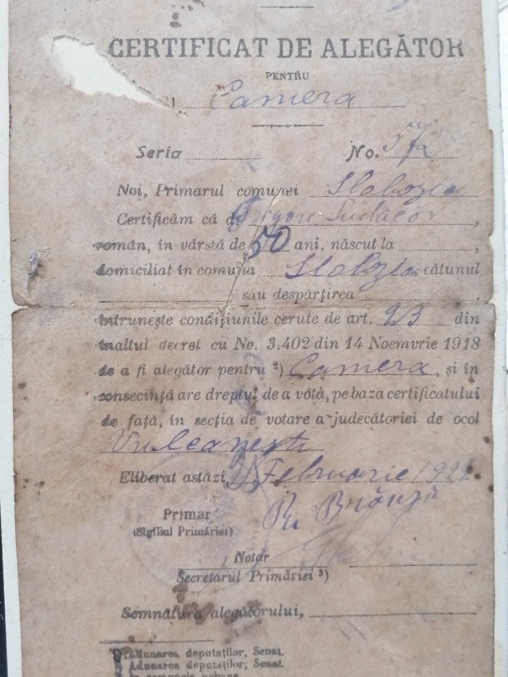 Certificat de alegător, Nr. 572